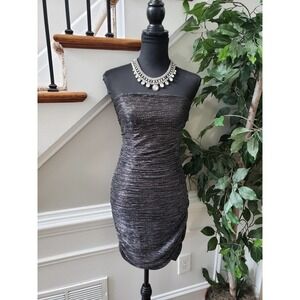 Express Women's Gray Polyester Off The Shoulder Knee Length Dress Size Small